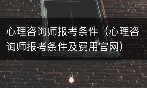 心理咨询师报考条件（心理咨询师报考条件及费用官网）
