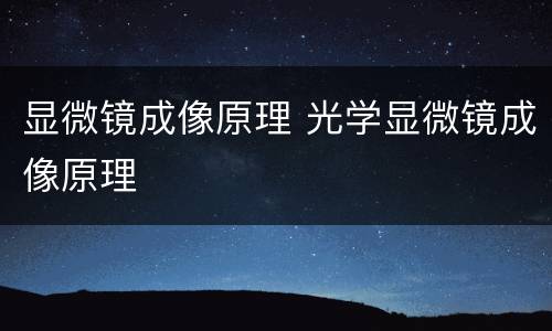 显微镜成像原理 光学显微镜成像原理