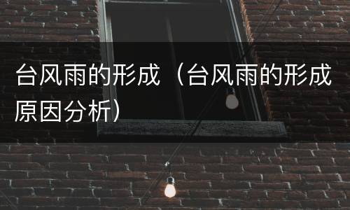 台风雨的形成（台风雨的形成原因分析）
