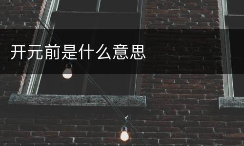 开元前是什么意思