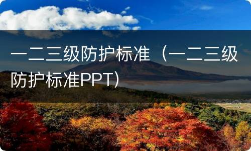 一二三级防护标准（一二三级防护标准PPT）