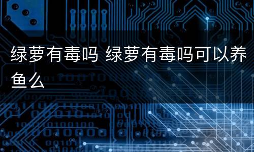 绿萝有毒吗 绿萝有毒吗可以养鱼么