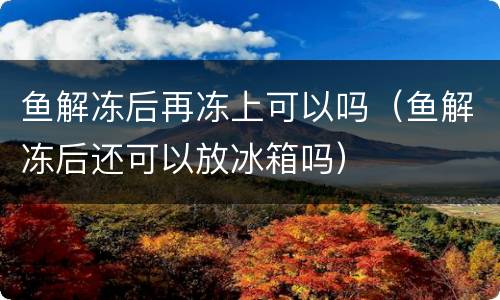 鱼解冻后再冻上可以吗（鱼解冻后还可以放冰箱吗）