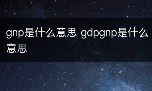 gnp是什么意思 gdpgnp是什么意思