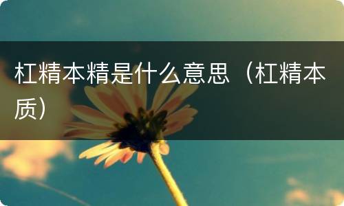 杠精本精是什么意思（杠精本质）