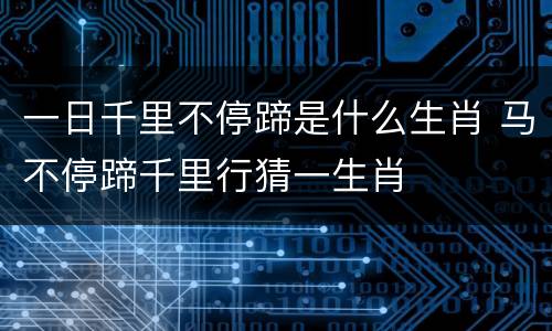 一日千里不停蹄是什么生肖 马不停蹄千里行猜一生肖
