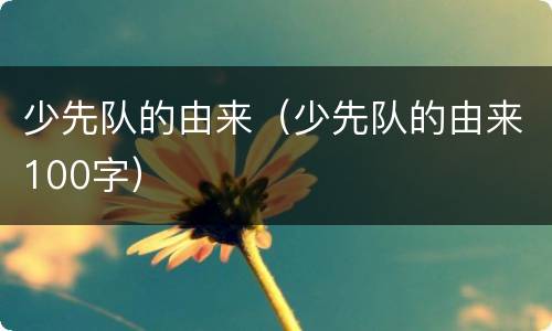 少先队的由来（少先队的由来100字）