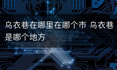 乌衣巷在哪里在哪个市 乌衣巷是哪个地方