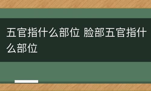 五官指什么部位 脸部五官指什么部位