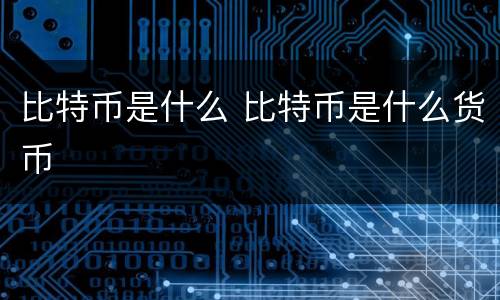 比特币是什么 比特币是什么货币
