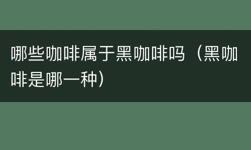 哪些咖啡属于黑咖啡吗（黑咖啡是哪一种）