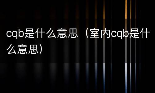 cqb是什么意思（室内cqb是什么意思）