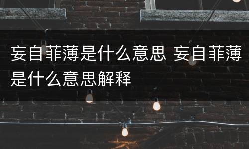 妄自菲薄是什么意思 妄自菲薄是什么意思解释