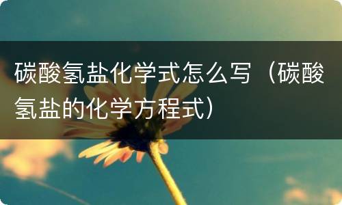 碳酸氢盐化学式怎么写（碳酸氢盐的化学方程式）