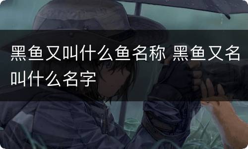 黑鱼又叫什么鱼名称 黑鱼又名叫什么名字