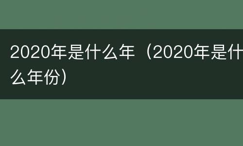 2020年是什么年（2020年是什么年份）