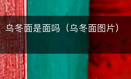 乌冬面是面吗（乌冬面图片）