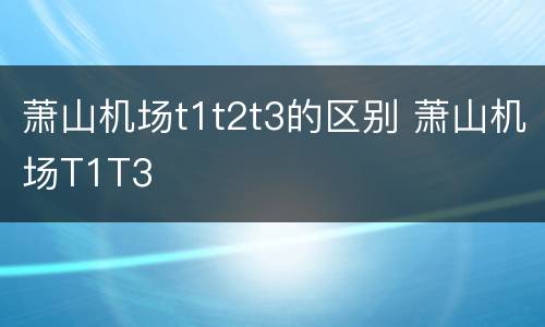萧山机场t1t2t3的区别 萧山机场T1T3