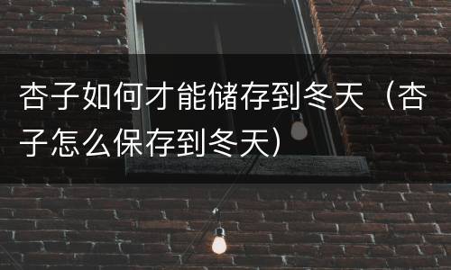 杏子如何才能储存到冬天（杏子怎么保存到冬天）