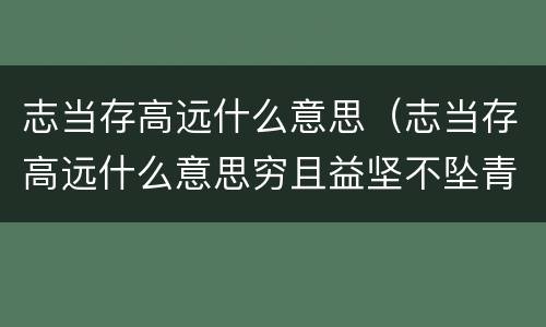 志当存高远什么意思（志当存高远什么意思穷且益坚不坠青云之志）