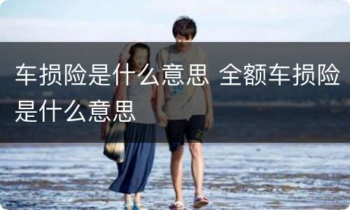 车损险是什么意思 全额车损险是什么意思