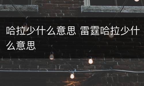 哈拉少什么意思 雷霆哈拉少什么意思