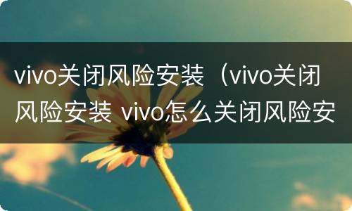 vivo关闭风险安装（vivo关闭风险安装 vivo怎么关闭风险安装）