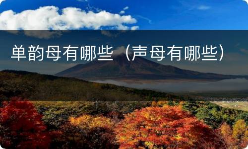 单韵母有哪些（声母有哪些）