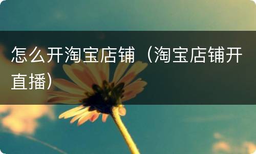 怎么开淘宝店铺（淘宝店铺开直播）