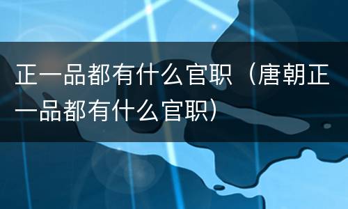 正一品都有什么官职（唐朝正一品都有什么官职）