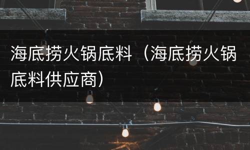 海底捞火锅底料（海底捞火锅底料供应商）
