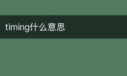timing什么意思