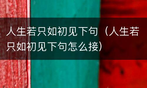人生若只如初见下句（人生若只如初见下句怎么接）