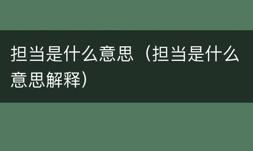 担当是什么意思（担当是什么意思解释）