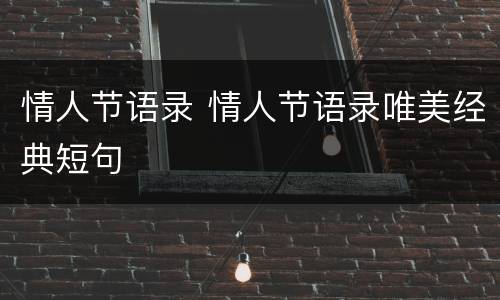 情人节语录 情人节语录唯美经典短句