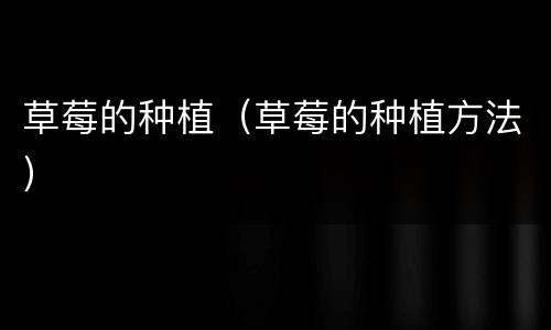 草莓的种植（草莓的种植方法）