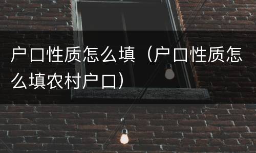 户口性质怎么填（户口性质怎么填农村户口）