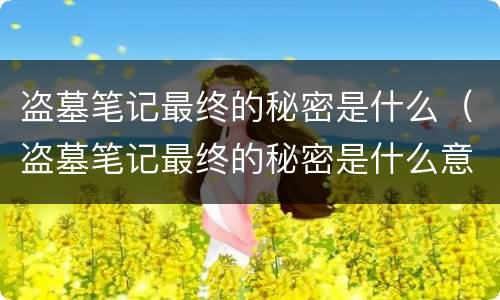 盗墓笔记最终的秘密是什么（盗墓笔记最终的秘密是什么意思）