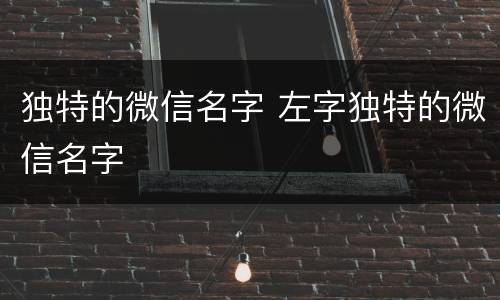 独特的微信名字 左字独特的微信名字