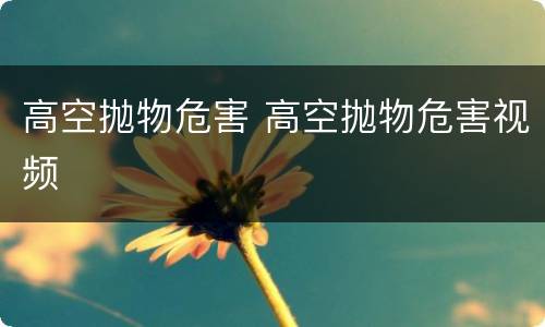 高空抛物危害 高空抛物危害视频