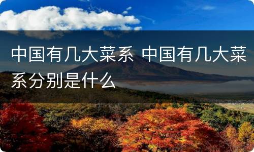 中国有几大菜系 中国有几大菜系分别是什么