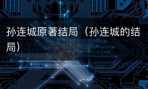孙连城原著结局（孙连城的结局）