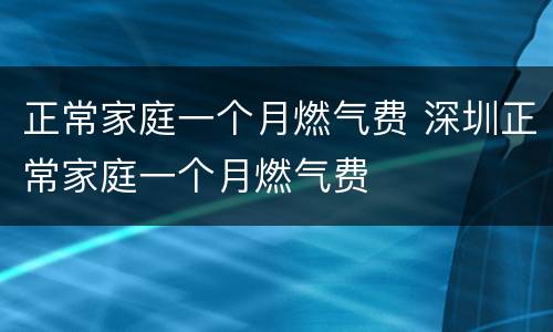 正常家庭一个月燃气费 深圳正常家庭一个月燃气费