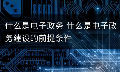 什么是电子政务 什么是电子政务建设的前提条件