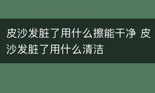 皮沙发脏了用什么擦能干净 皮沙发脏了用什么清洁
