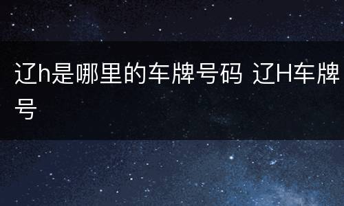 辽h是哪里的车牌号码 辽H车牌号