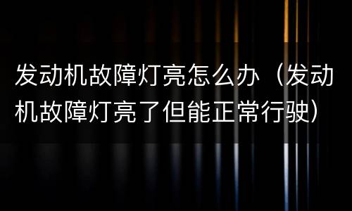 发动机故障灯亮怎么办（发动机故障灯亮了但能正常行驶）