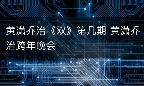 黄潇乔治《双》第几期 黄潇乔治跨年晚会