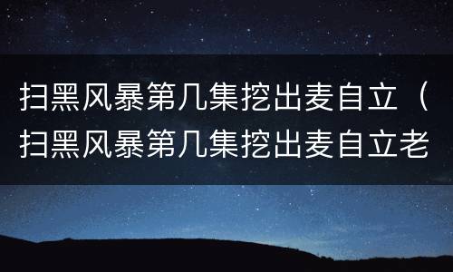 扫黑风暴第几集挖出麦自立（扫黑风暴第几集挖出麦自立老婆）