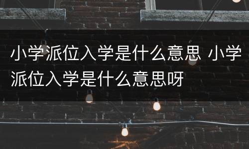 小学派位入学是什么意思 小学派位入学是什么意思呀